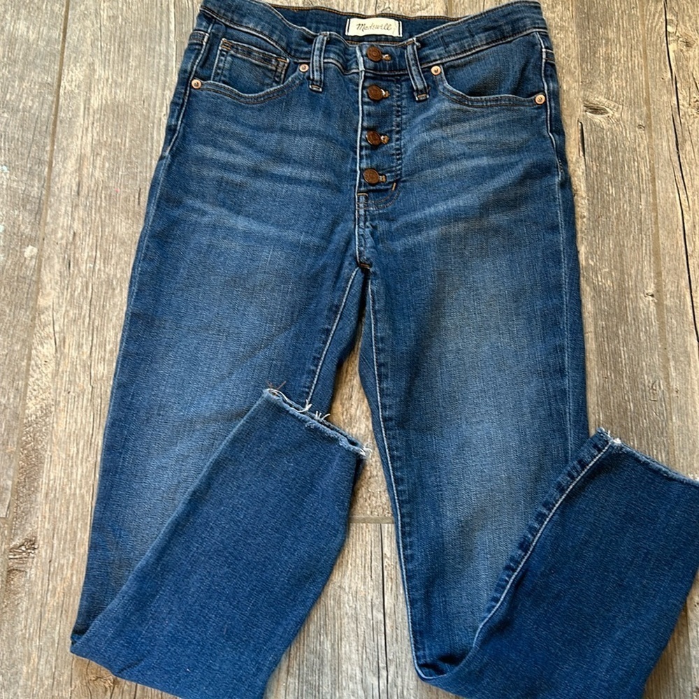 Madewell 9” mid rise button fly skinny crop size 27
